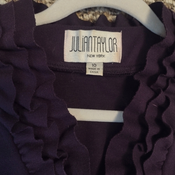 Julian Taylor Plum Sleeveless Knee Length Pencil Ruffle Dress sz 10 - Picture 4 of 4